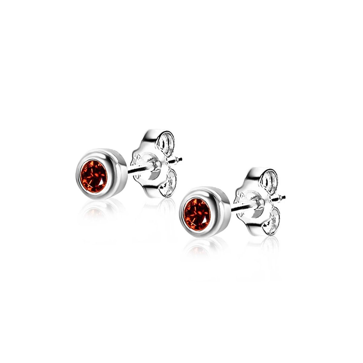 Zinzi's "Garnet Glam" - 4mm Zilveren Oorknoppen met Geboortesteen Rood Granaat Zirconia ZIOZ-JAN, exclusief en kwalitatief hoogwaardig. Ontdek nu!