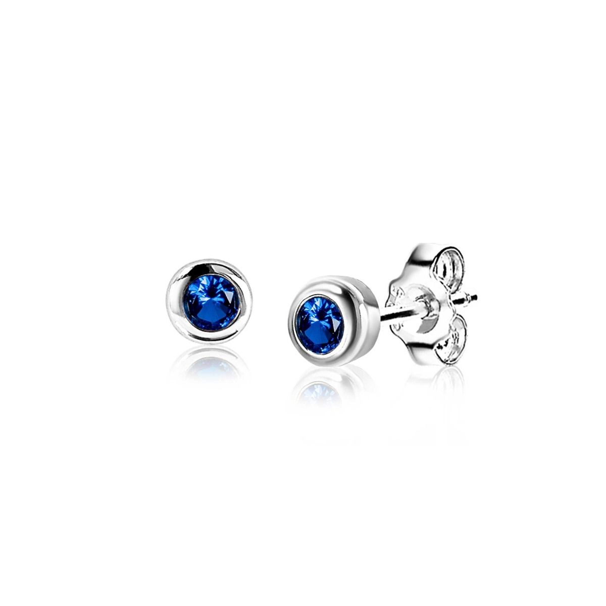 Zinzi's "Sapphire Sparkle" - 4mm Zilveren Oorknoppen met Geboortesteen Blauw Saffier Zirconia ZIOZ-SEP, exclusief en kwalitatief hoogwaardig. Ontdek nu!