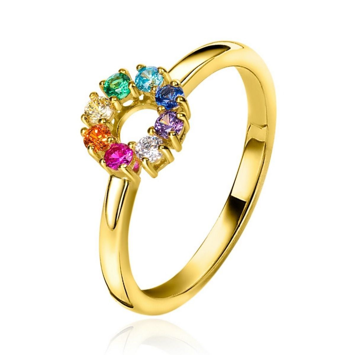 Zinzi zilveren ring 14K geel verguld 8,5mm bezet regenboog ZIR2172, exclusief en kwalitatief hoogwaardig. Ontdek nu!