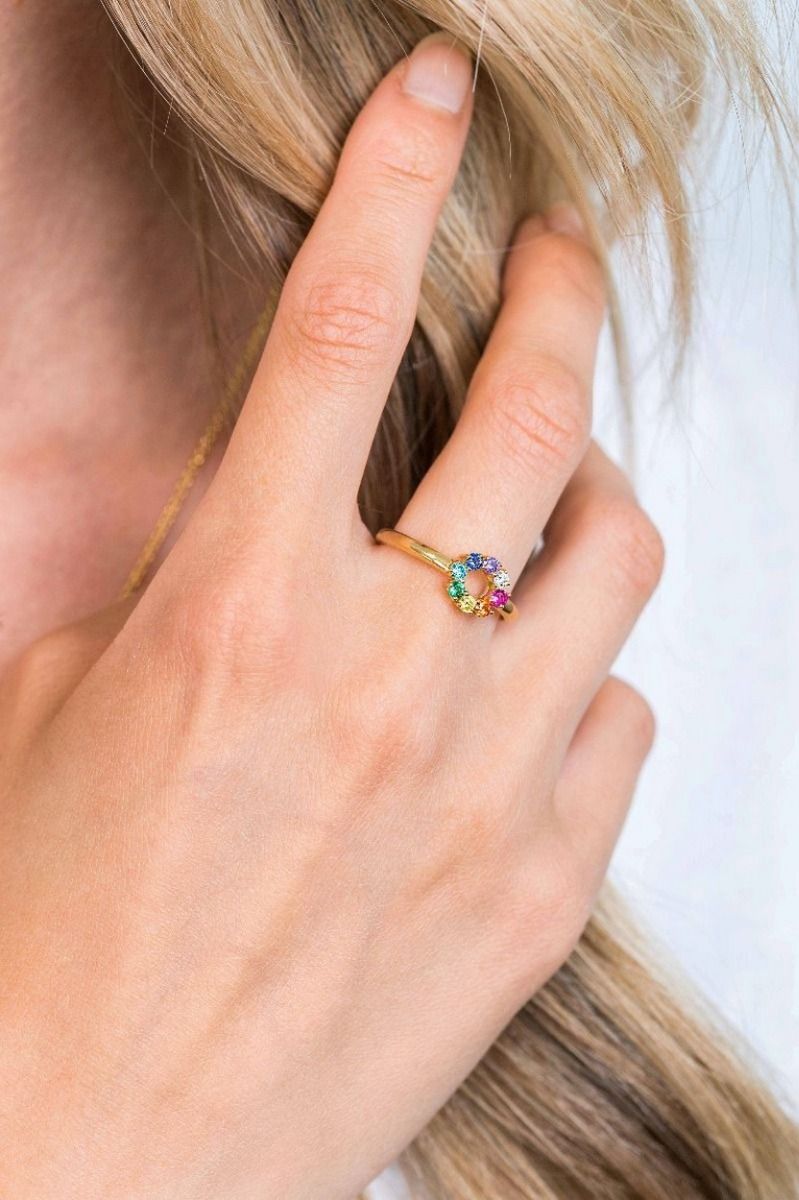 Zinzi zilveren ring 14K geel verguld 8,5mm bezet regenboog ZIR2172, exclusief en kwalitatief hoogwaardig. Ontdek nu!