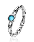 Zinzi zilveren ring paperclip schakel turquoise blauw rond ZIR2173, exclusief en kwalitatief hoogwaardig. Ontdek nu!